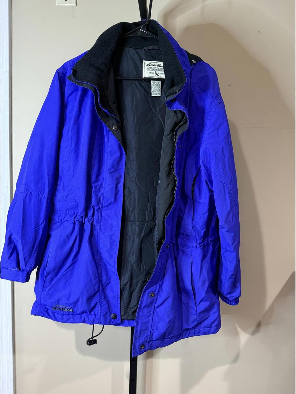Vintage Eddie Bauer Blue Quilted Jacket with Fleece Lining Medium